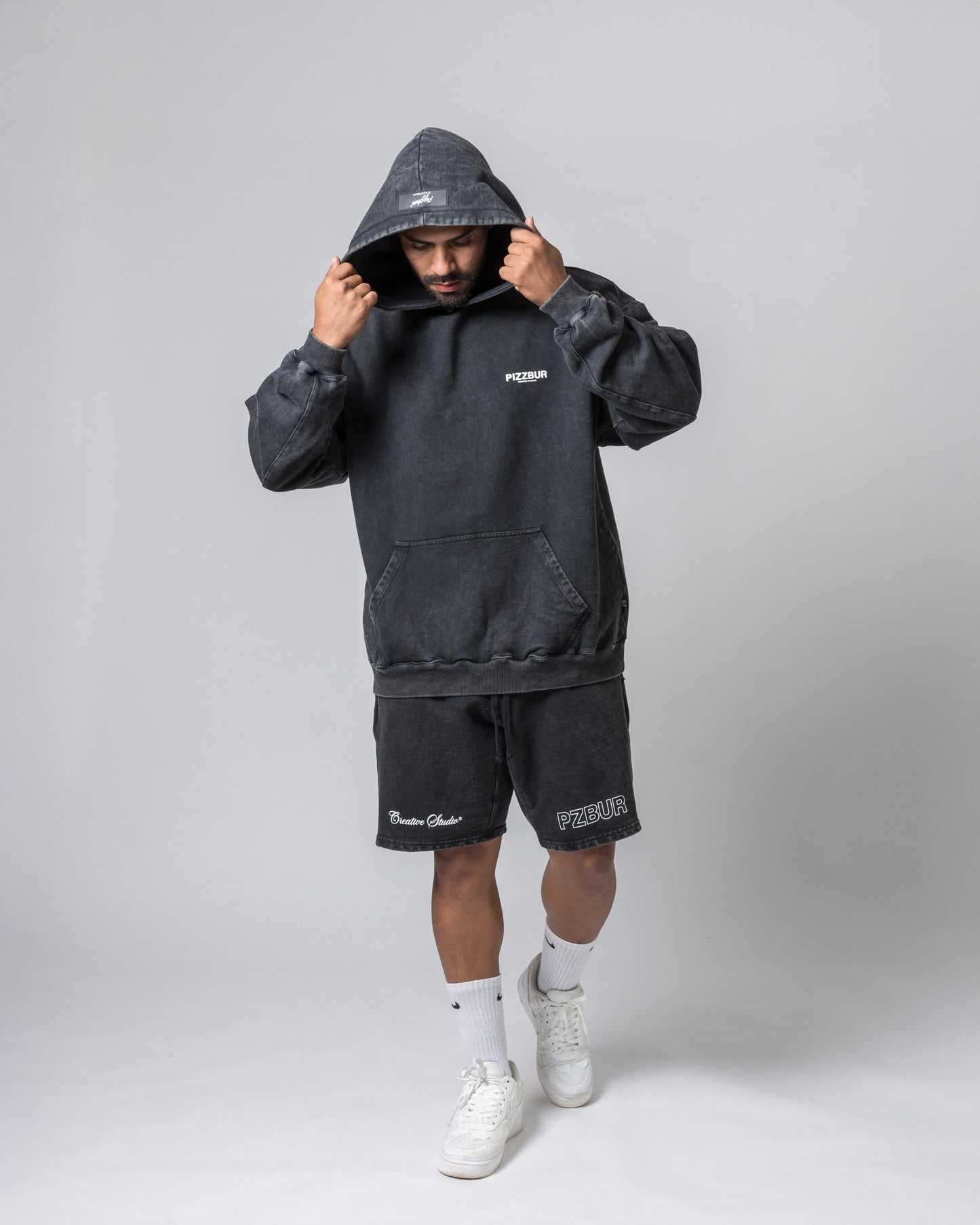 Hoodie Digital - Washed Negro