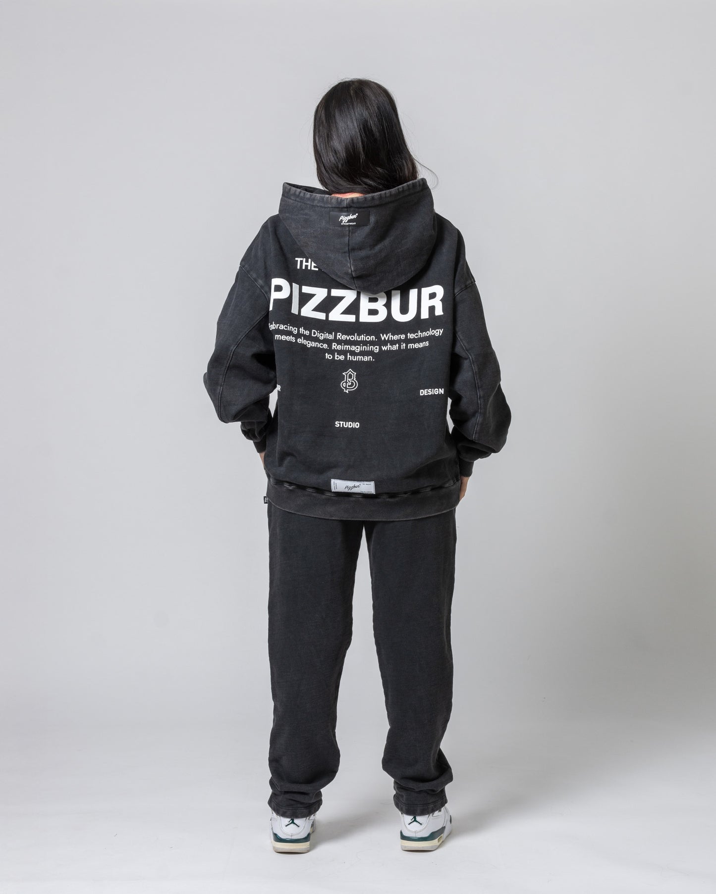 Hoodie Digital - Washed Negro