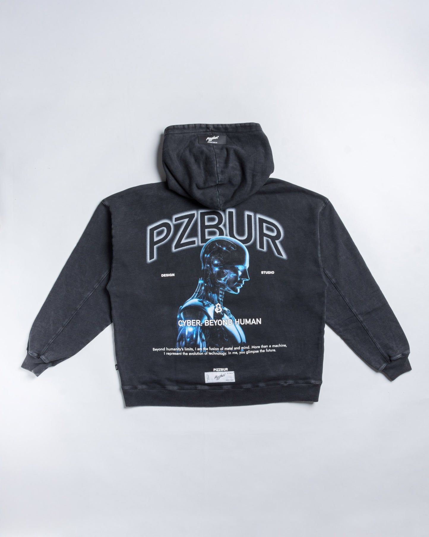 Hoodie Cyber - Washed Negro