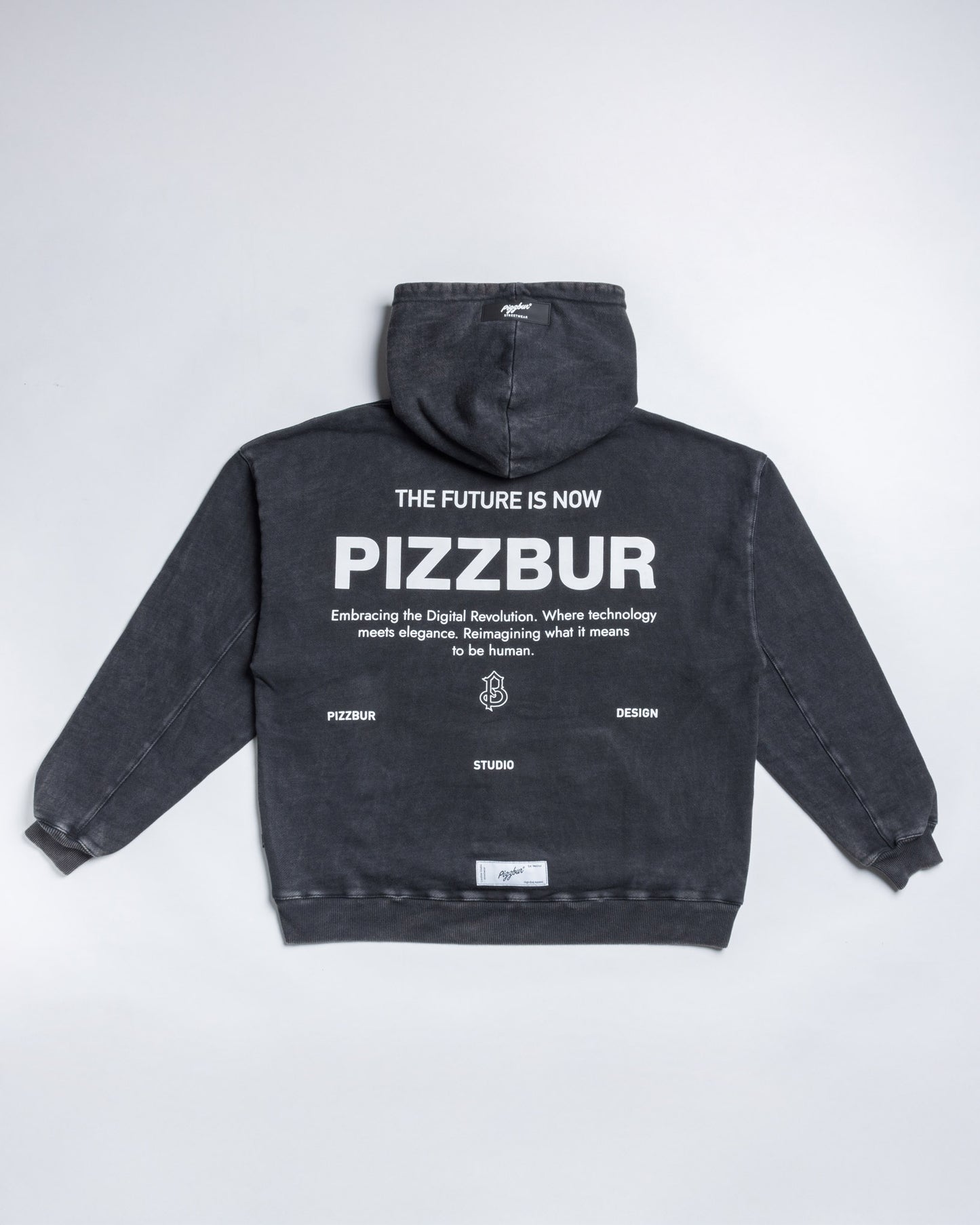 Hoodie Digital - Washed Negro