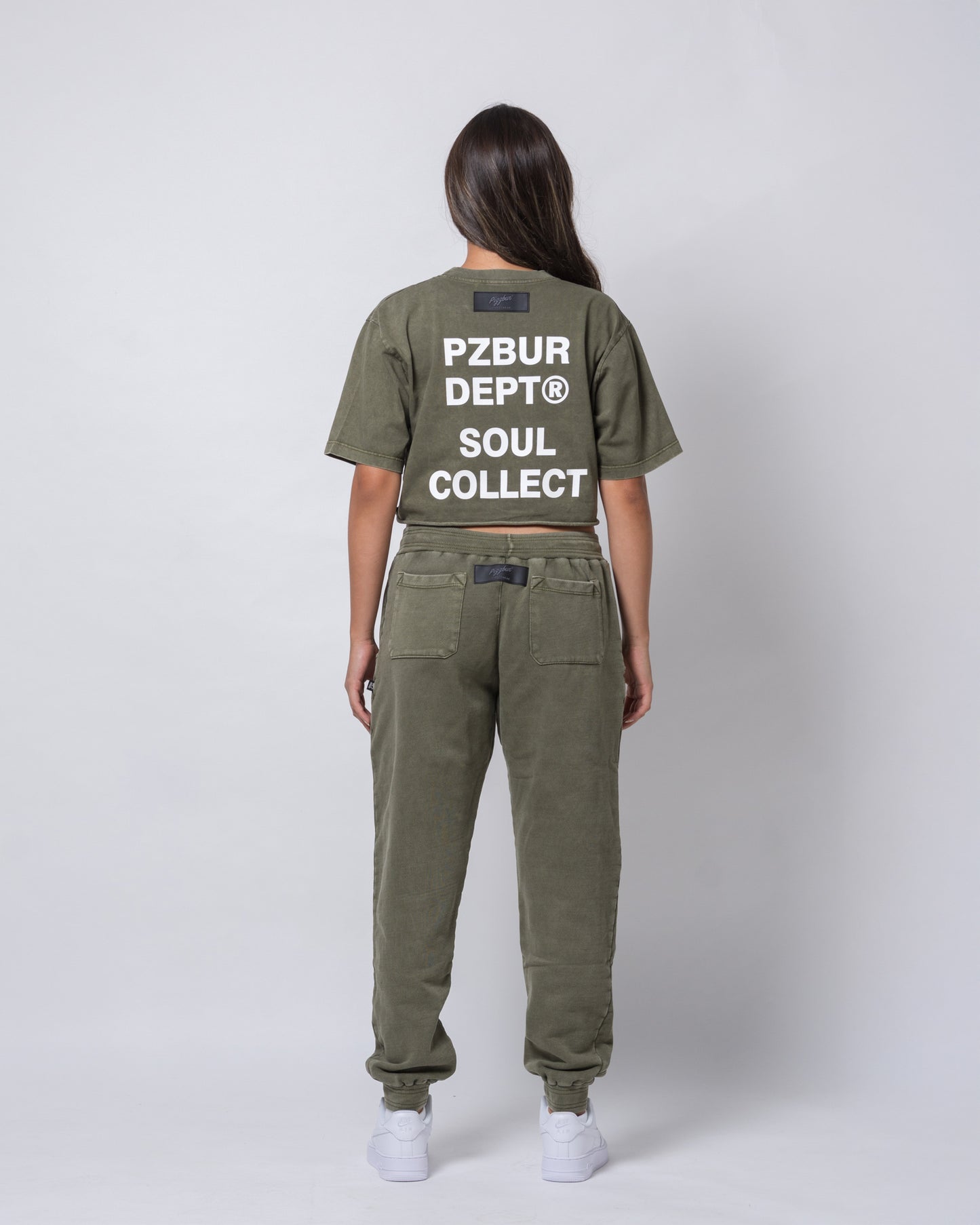 Camiseta Dept Corta Dama Alta - Verde Oliva Acid Wash