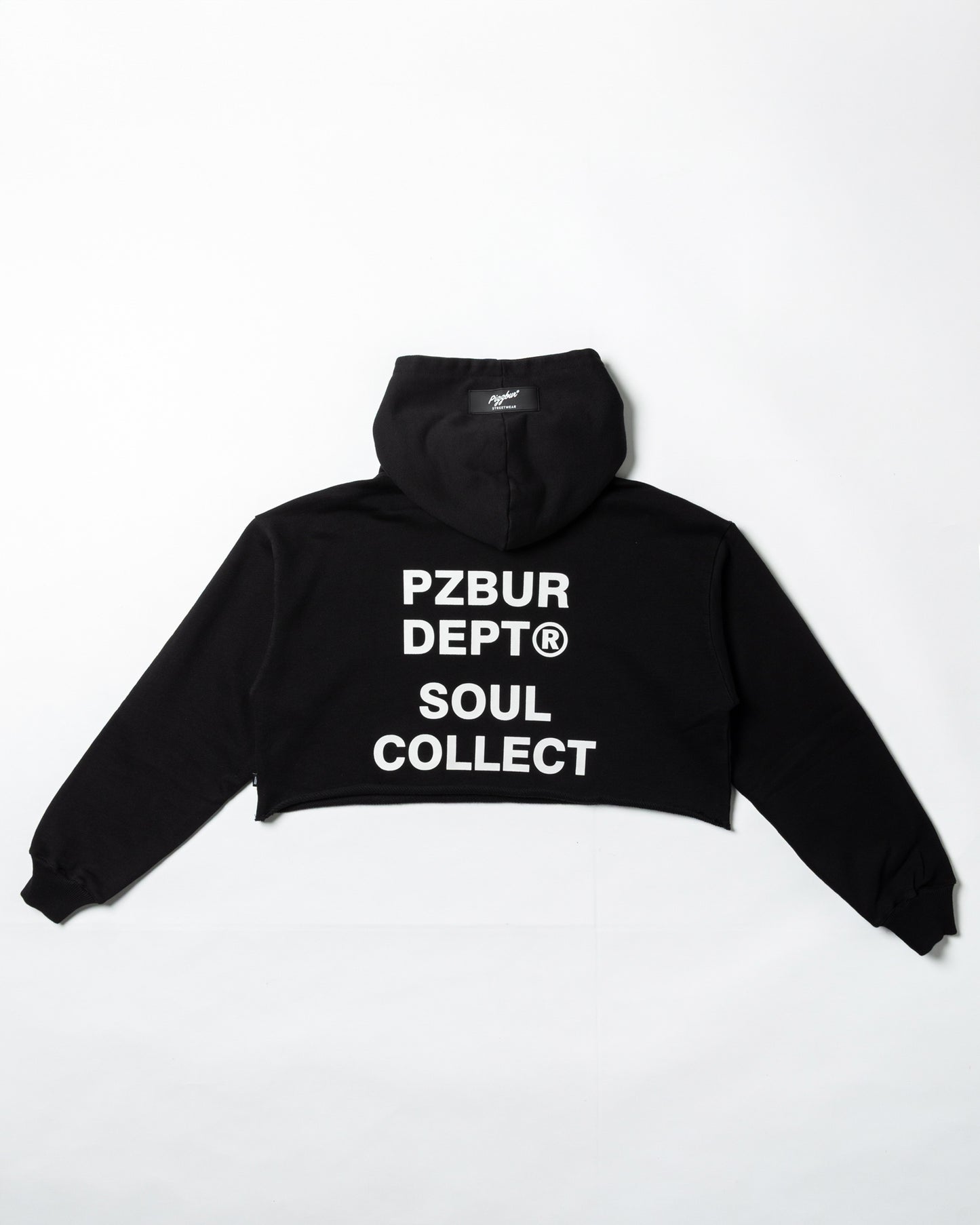 Dept Cropped Hoodie Alta - Negro