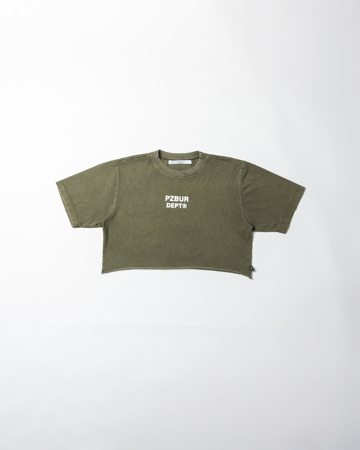 Camiseta Dept Corta Dama Alta - Verde Oliva Acid Wash
