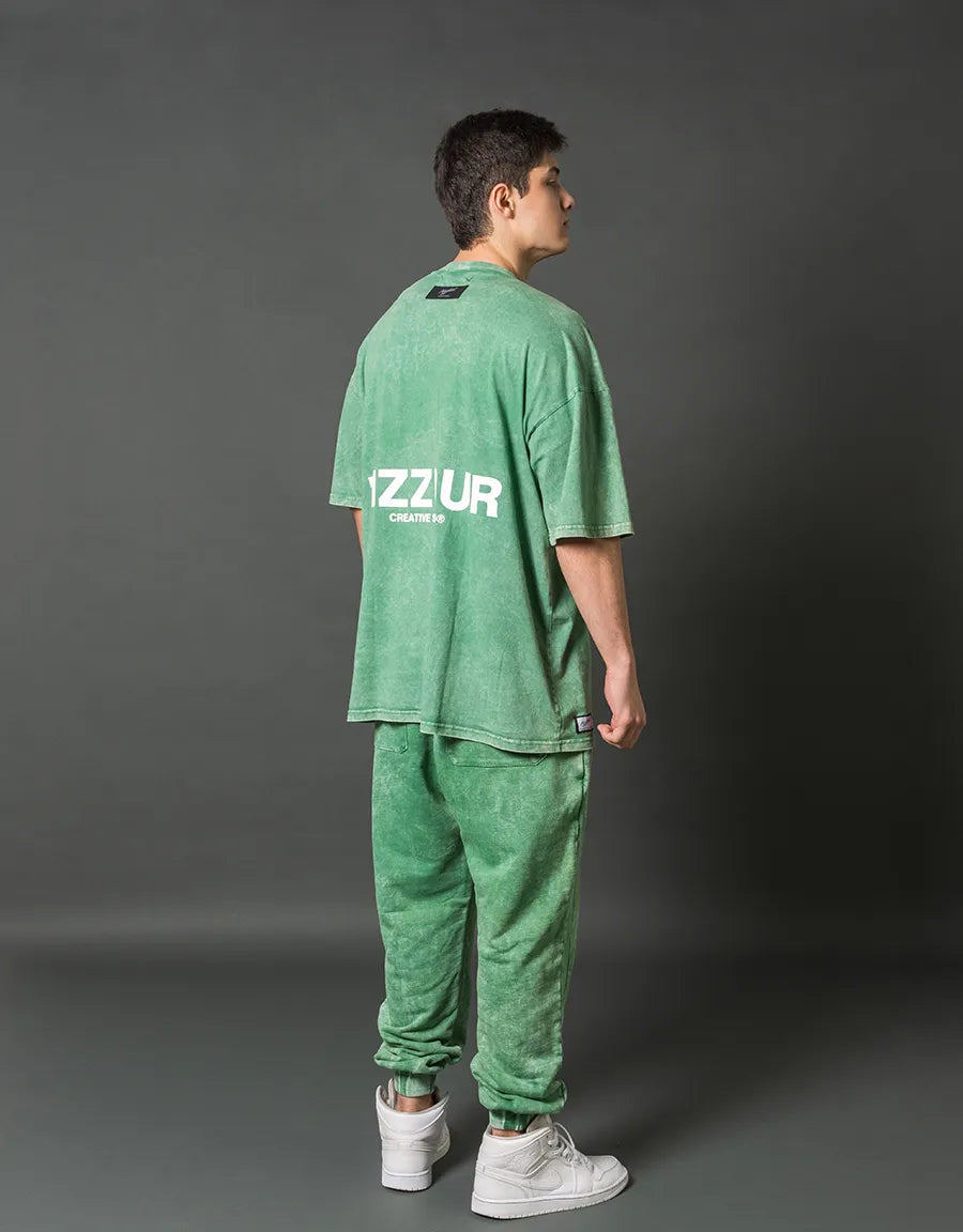 T-SHIRT PEACE - VERDE ACID WASH