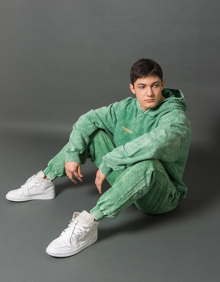 HOODIE SOUL - VERDE ACID WASH