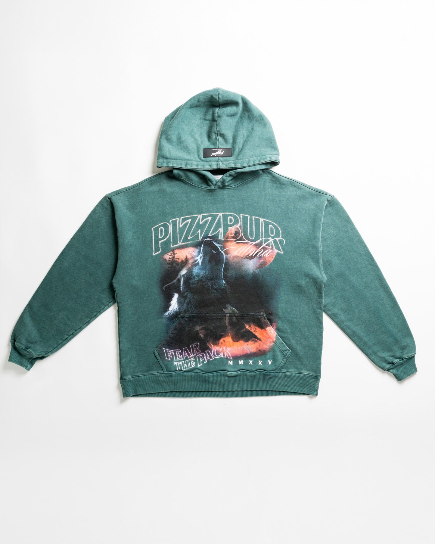Hoodie Alpha - Pine green acid wash