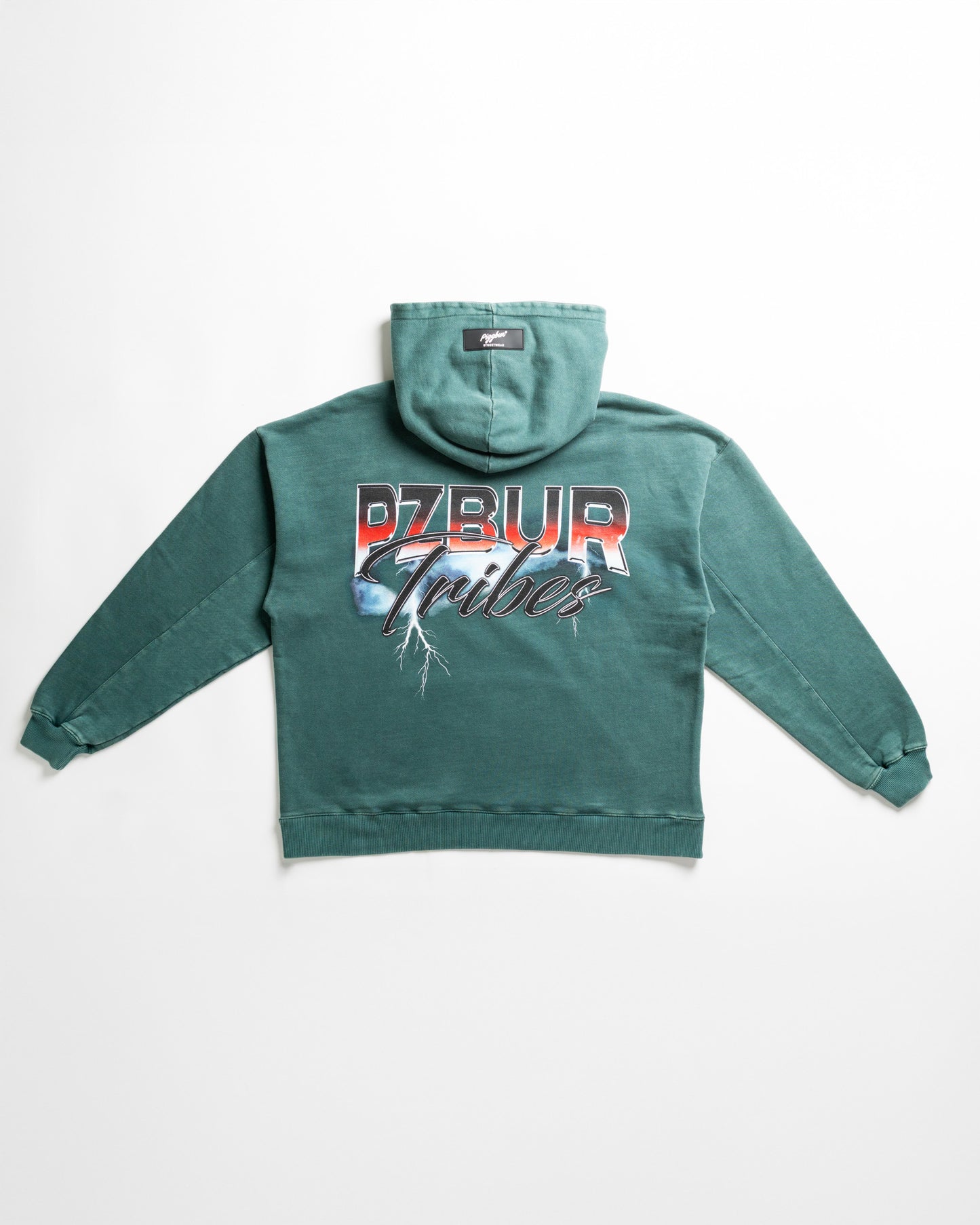 Hoodie Tribes - Pine green acid wash