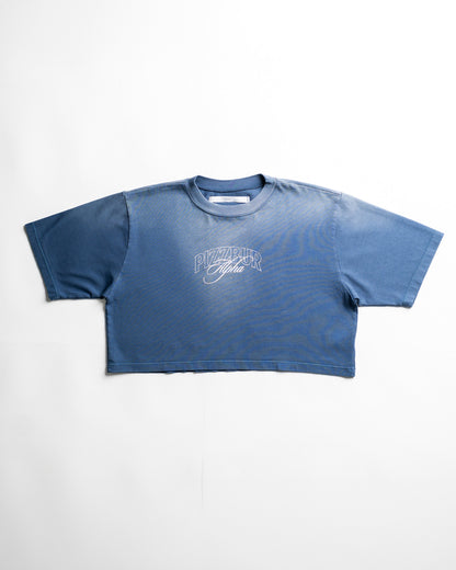 Camiseta Cropped Fear - Vintage blue