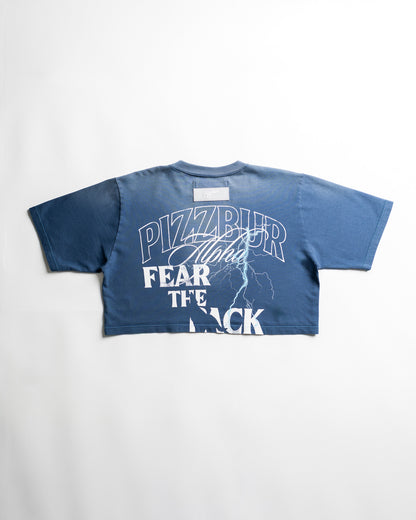 Camiseta Cropped Fear - Vintage blue