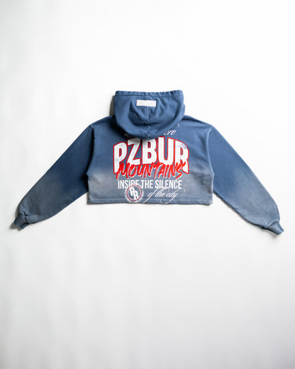 Cropped Hoodie Mountains - Vintage blue