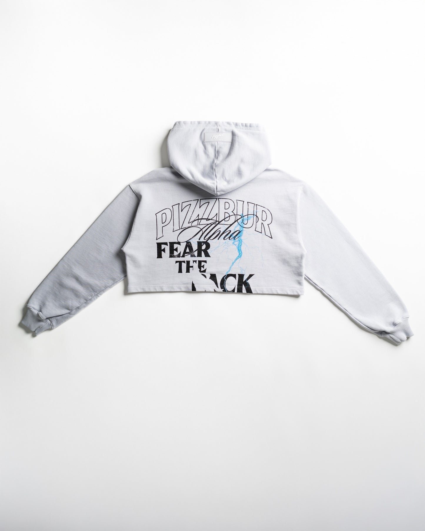 Cropped Hoodie Fear - Gris azulado