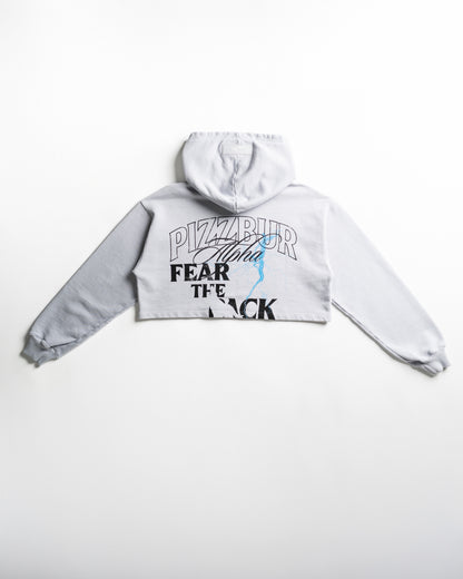 Cropped Hoodie Fear - Gris azulado