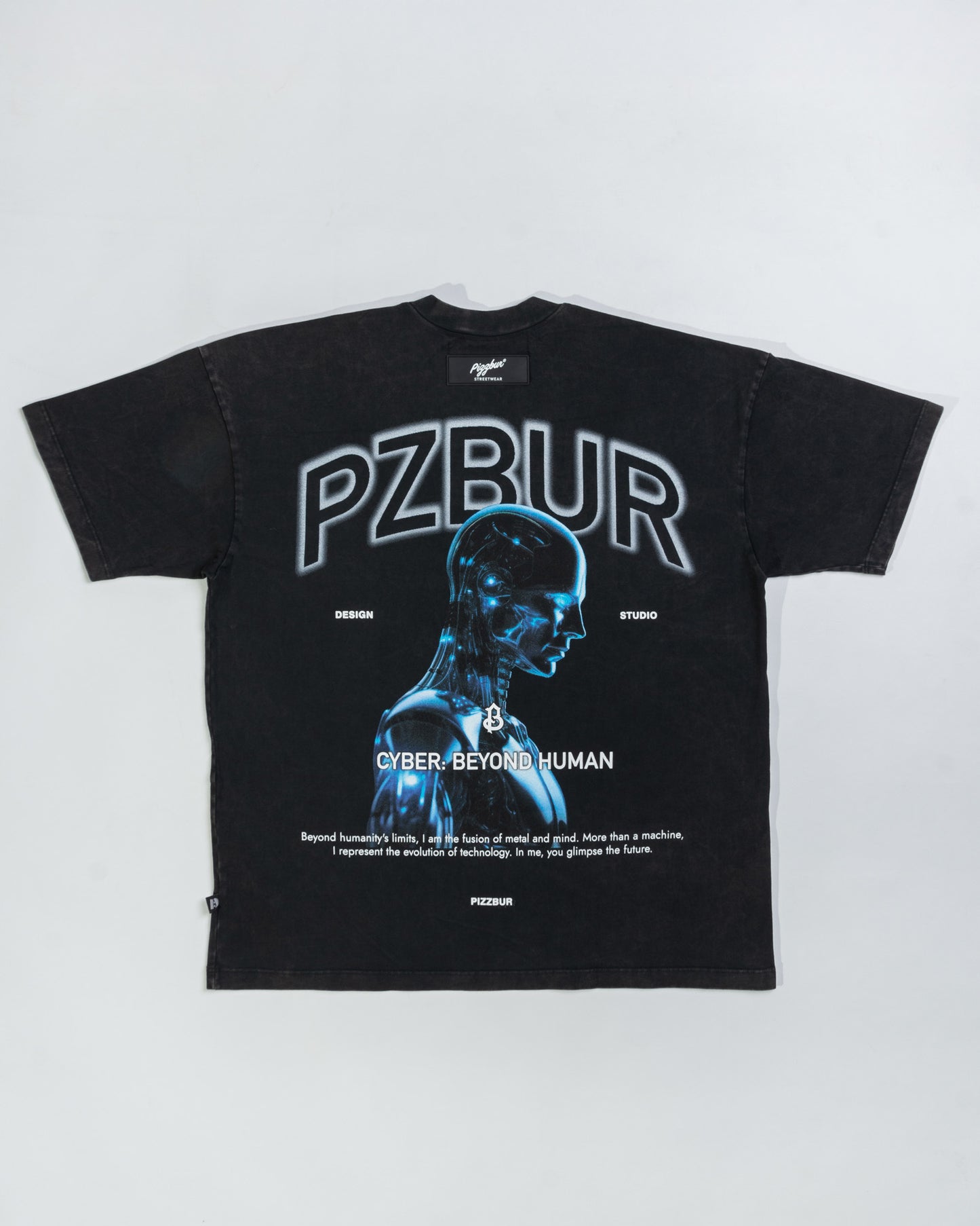 Camiseta Cyber - Washed Negro
