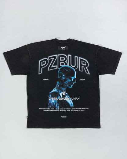 Camiseta Cyber - Washed Negro