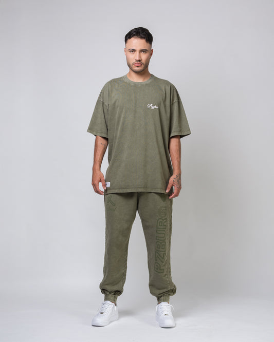 Camiseta Light - Verde Oliva Acid Wash