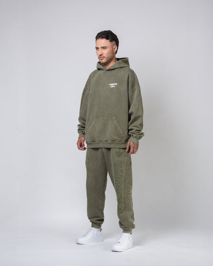 Hoodie Refuge - Verde Oliva Acid Wash