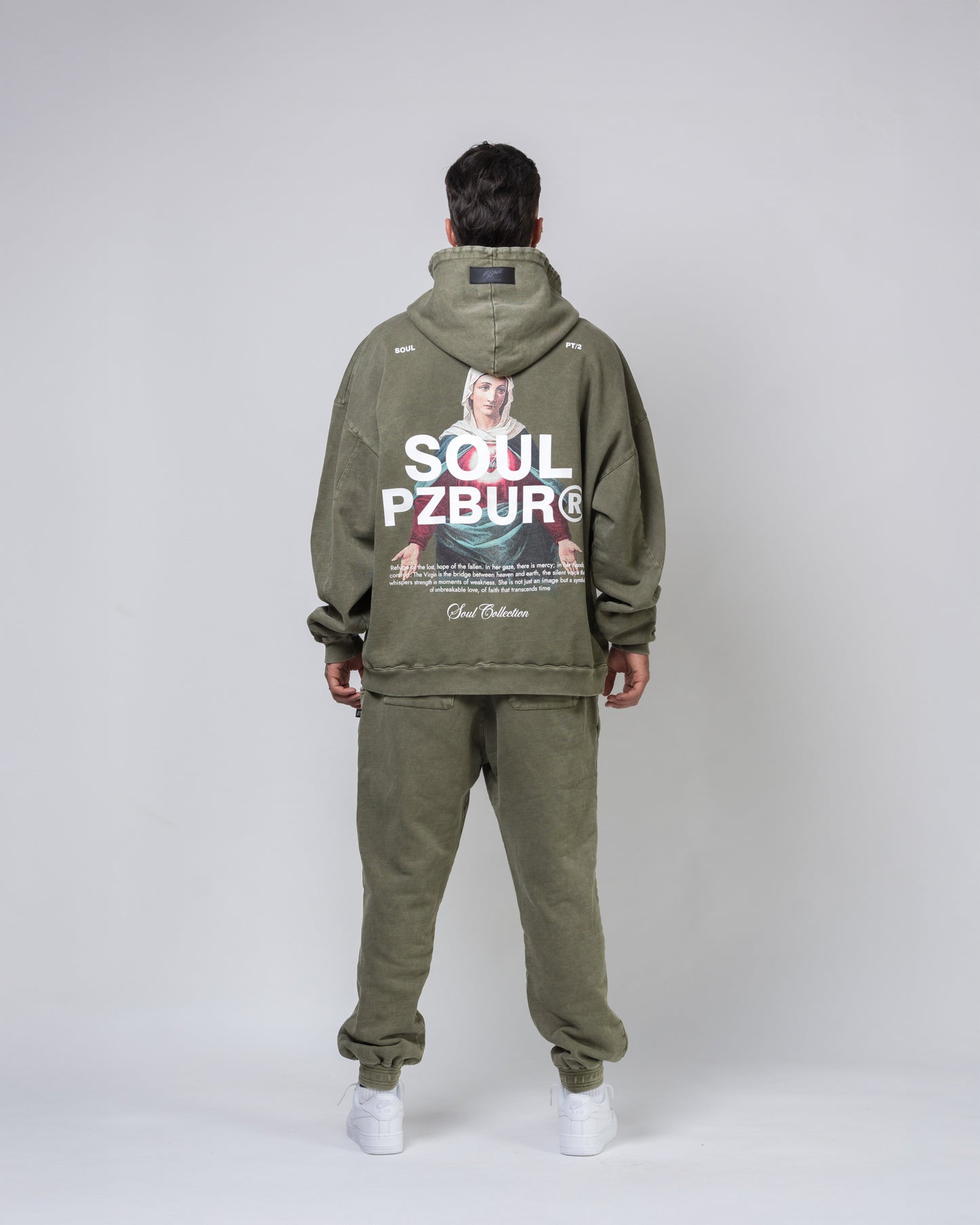 Hoodie Refuge - Verde Oliva Acid Wash