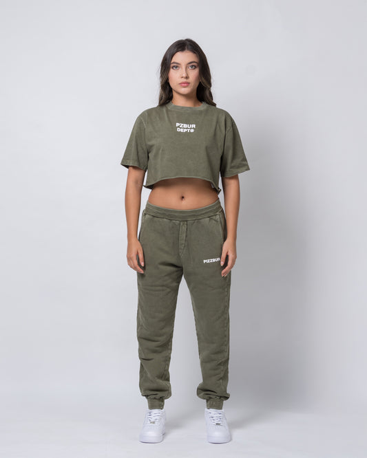 Jogger Soul Basic - Verde Oliva Acid Wash