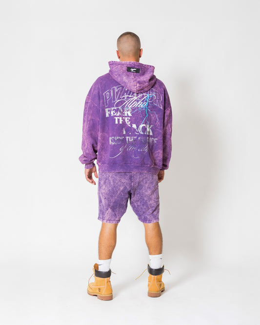 Hoodie Fear - Morado acid wash