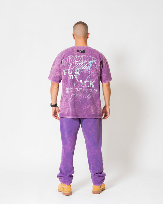 Camiseta Fear - Morado acid wash