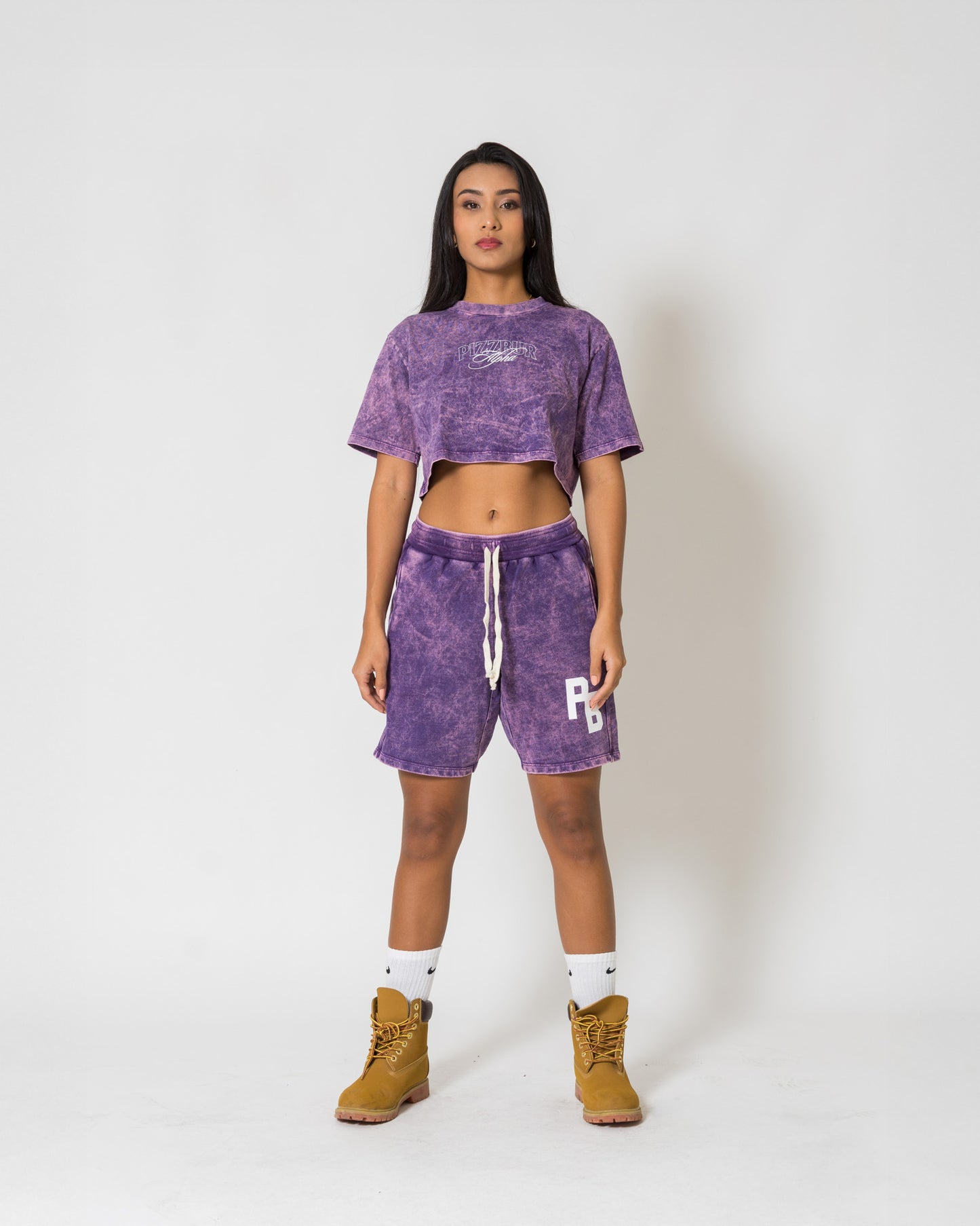 Camiseta Corta Fear - Morado acid wash