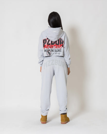 Cropped Hoodie Mountains - Gris azulado