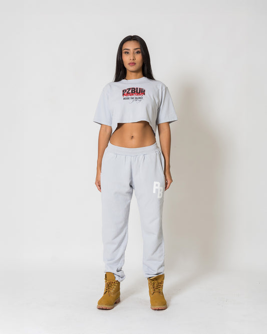 Camiseta Cropped Mountains - Gris azulado