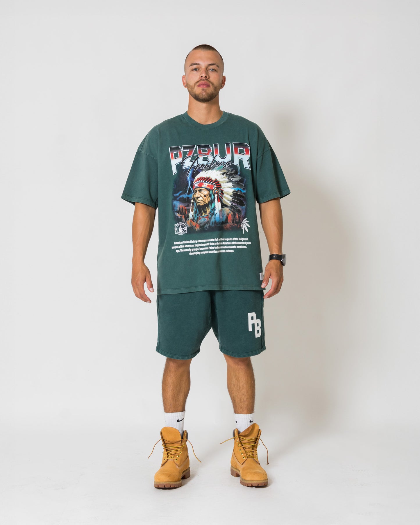 Camiseta Tribes - Pine green acid wash