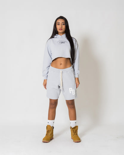Cropped Hoodie Fear - Gris azulado