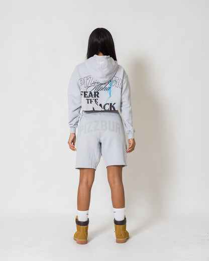 Cropped Hoodie Fear - Gris azulado