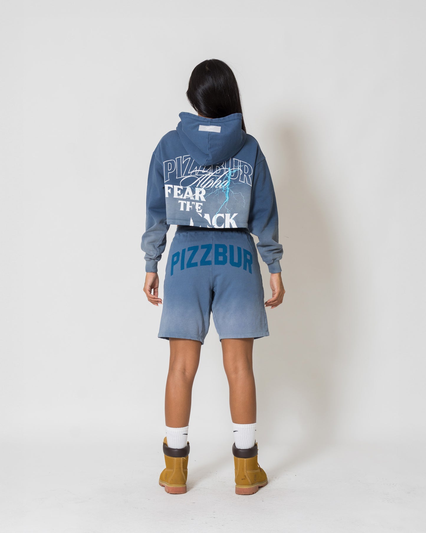 Cropped Hoodie Fear - Vintage blue