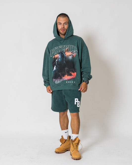 Hoodie Alpha - Pine green acid wash
