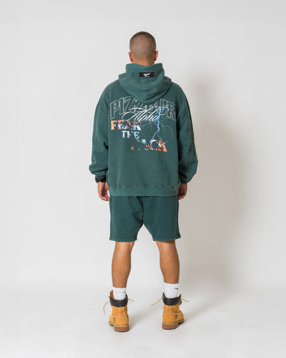 Hoodie Alpha - Pine green acid wash