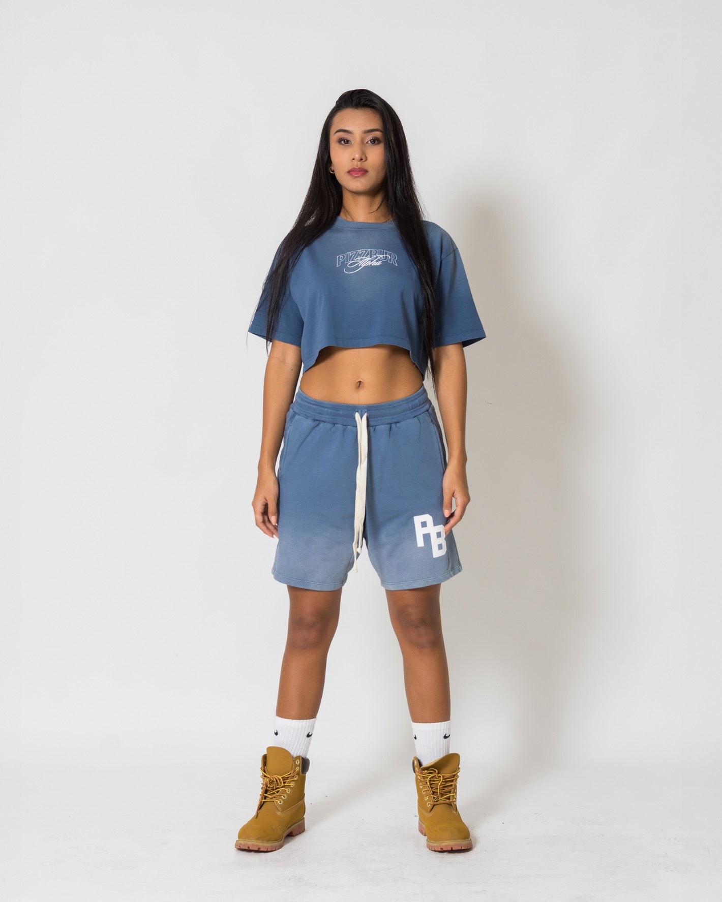 Camiseta Cropped Fear - Vintage blue