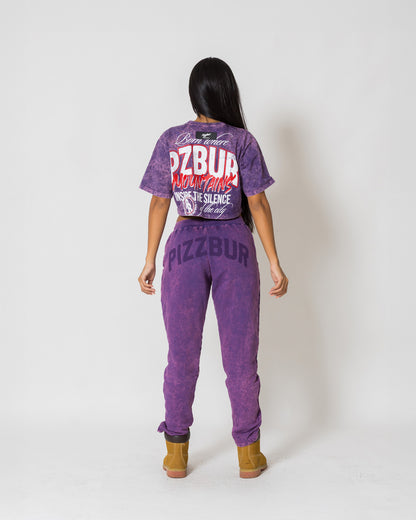 Camiseta Cropped Mountains - Morado acid wash