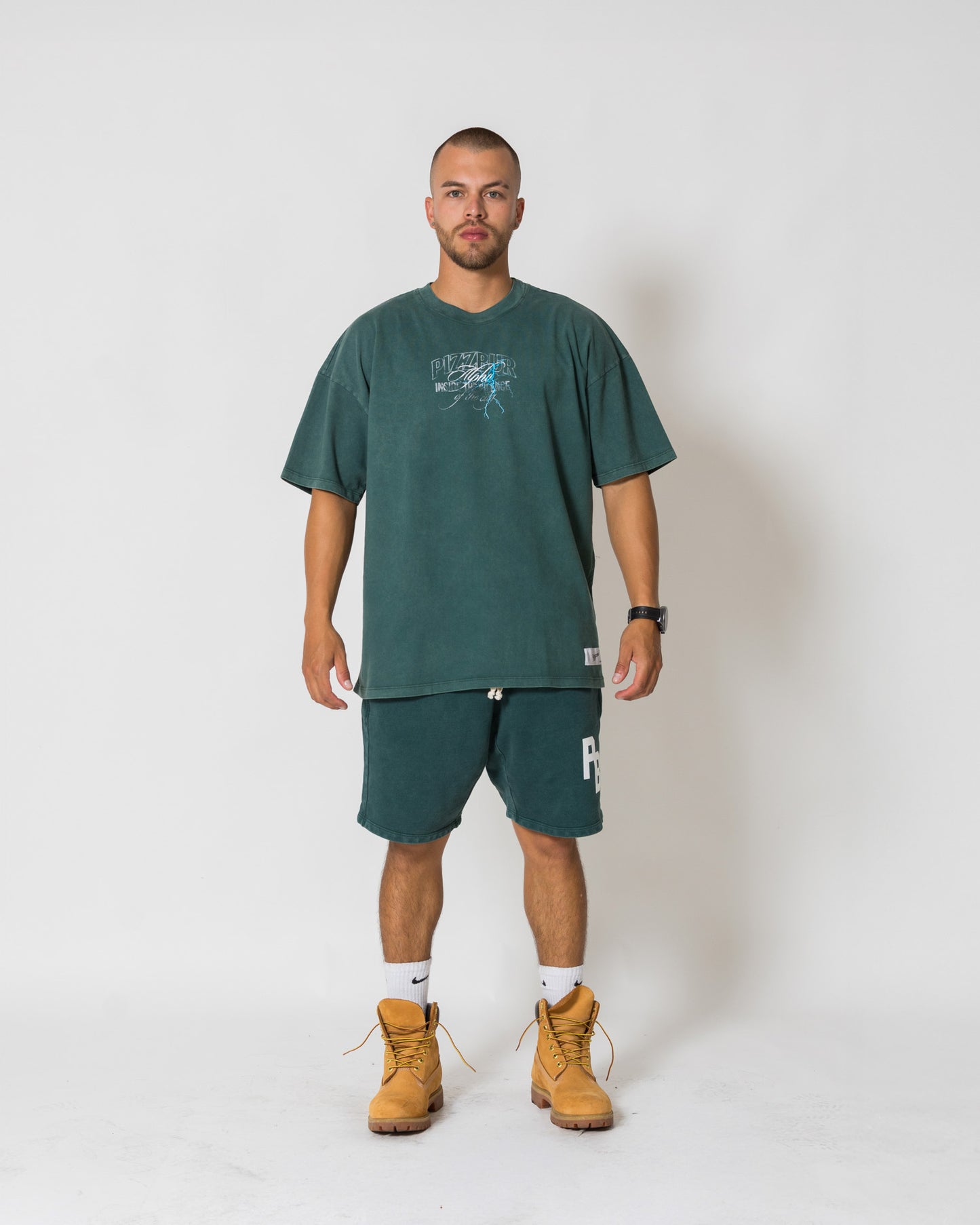 Camiseta Fear - Pine green acid wash