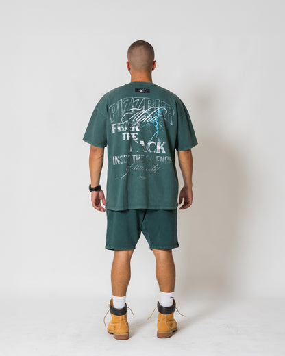 Camiseta Fear - Pine green acid wash