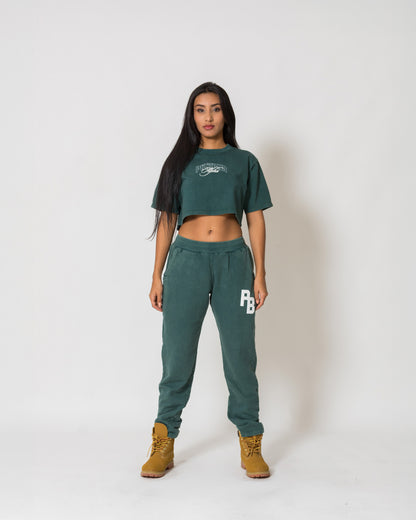 Camiseta Corta Fear - Pine green acid wash