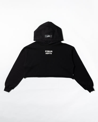 Dept Cropped Hoodie Alta - Negro