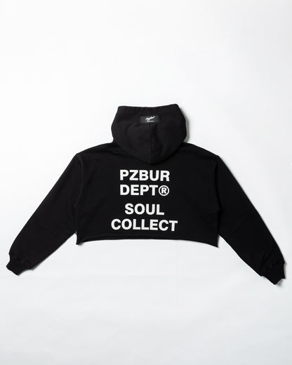 Dept Cropped Hoodie Alta - Negro