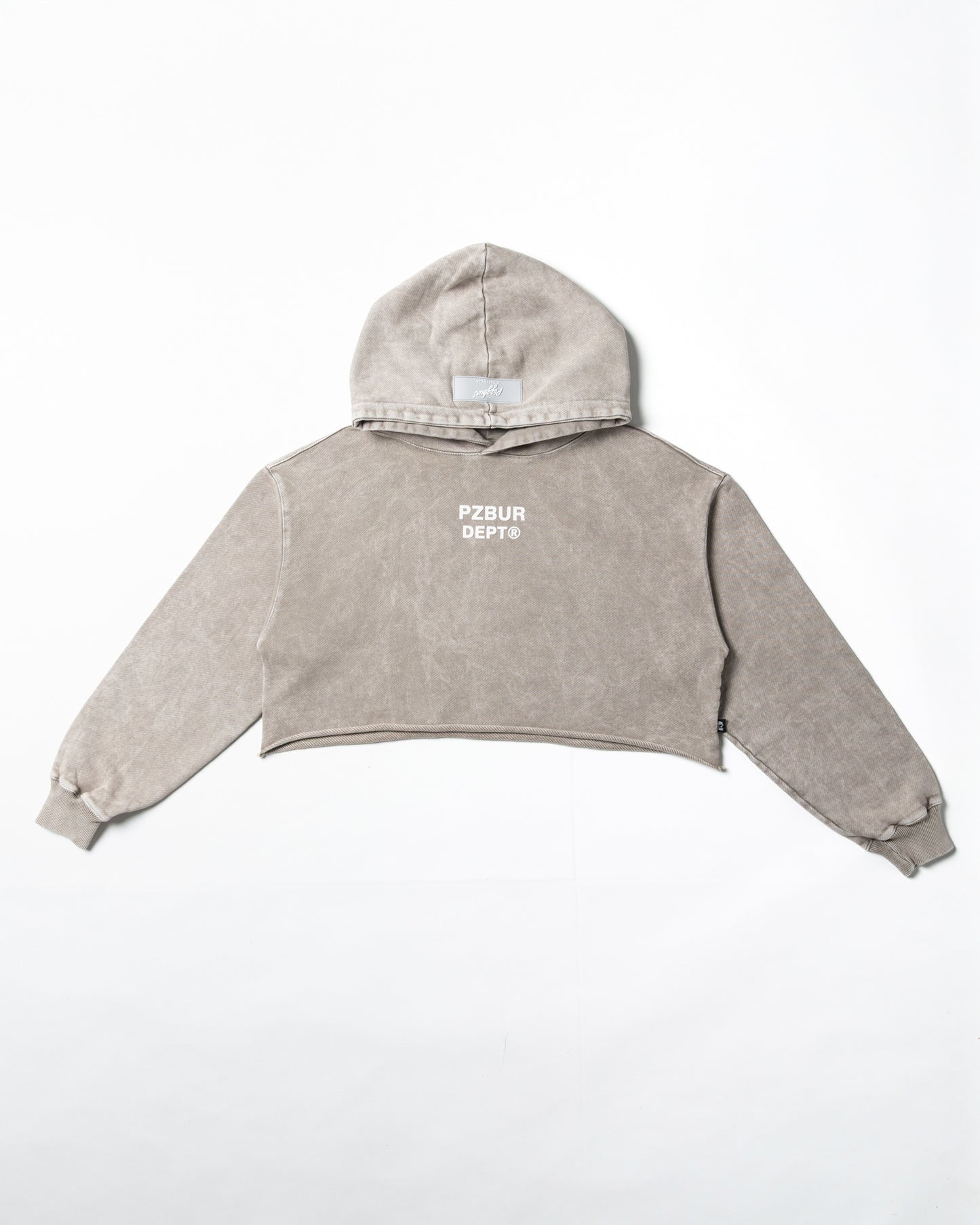 Dept Cropped Hoodie Alta - Gris Acid Wash