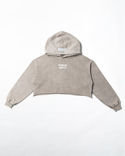 Dept Cropped Hoodie Alta - Gris Acid Wash