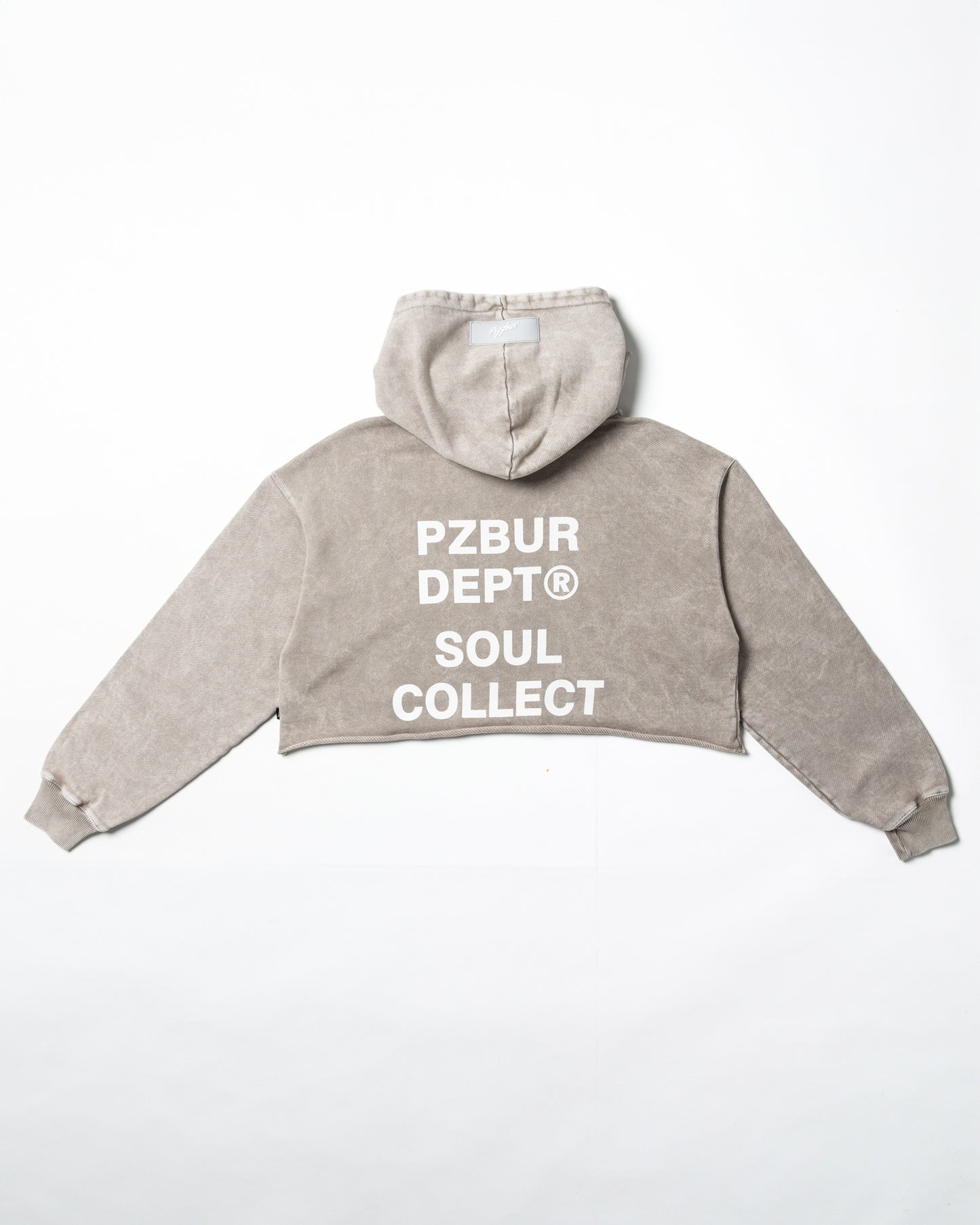 Dept Cropped Hoodie Alta - Gris Acid Wash