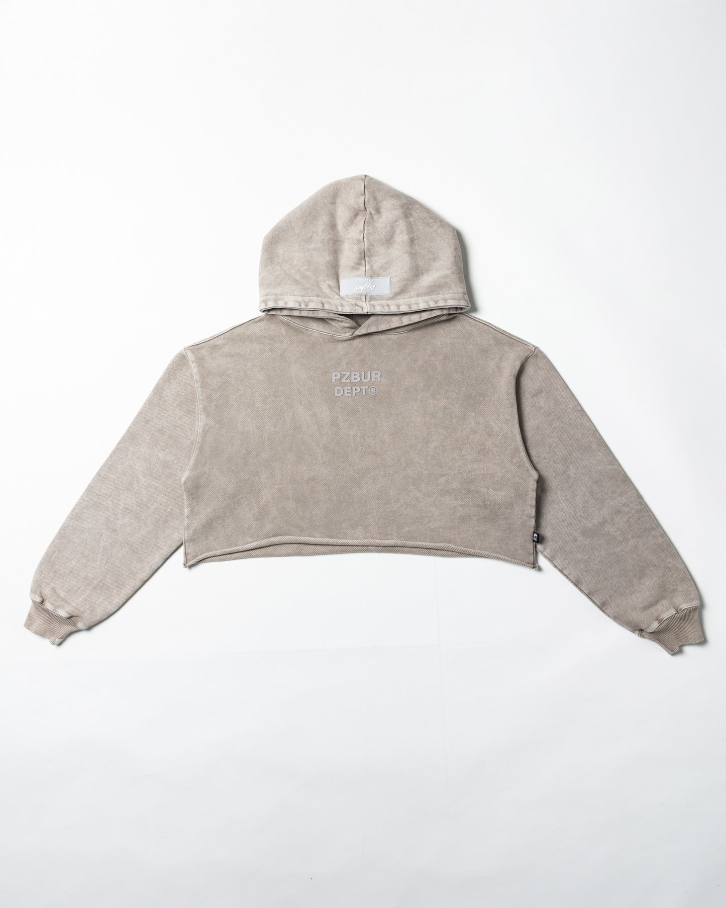 Dept Cropped Hoodie - Gris Acid Wash