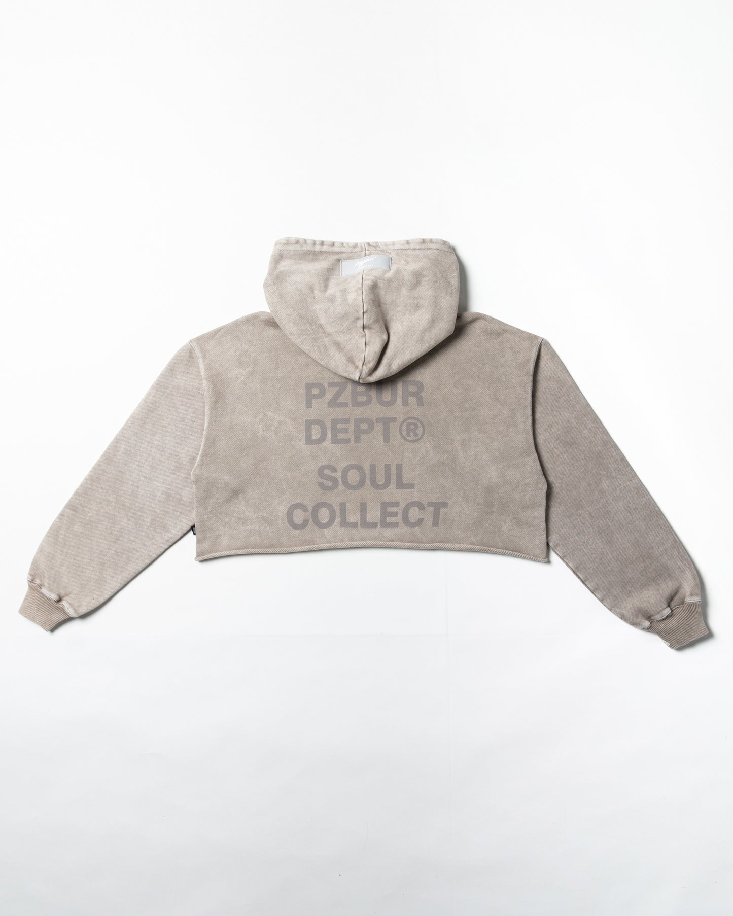Dept Cropped Hoodie - Gris Acid Wash