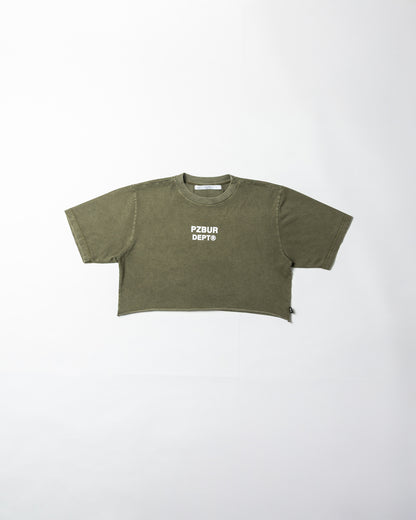 Camiseta Dept Corta Dama Alta - Verde Oliva Acid Wash