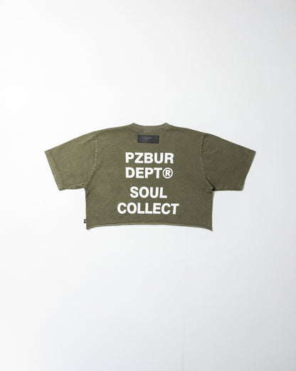 Camiseta Dept Corta Dama Alta - Verde Oliva Acid Wash