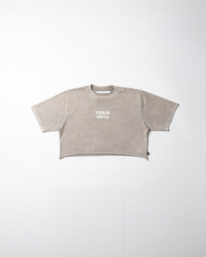 Camiseta Dept Corta Dama Alta - Gris Acid Wash