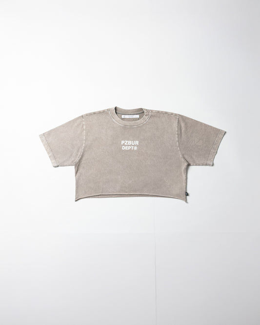 Camiseta Dept Corta Dama Alta - Gris Acid Wash