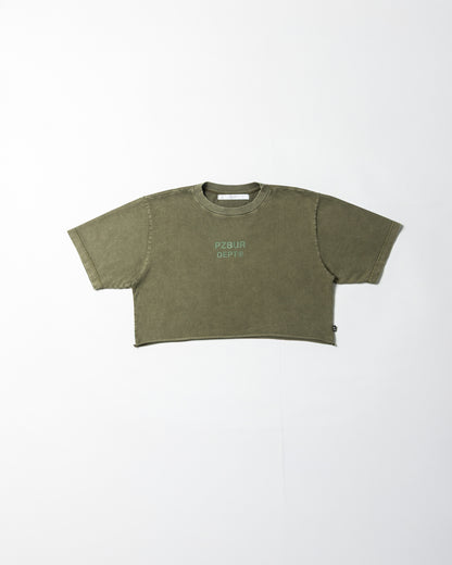 Camiseta Dept Corta Dama - Verde Oliva Acid Wash
